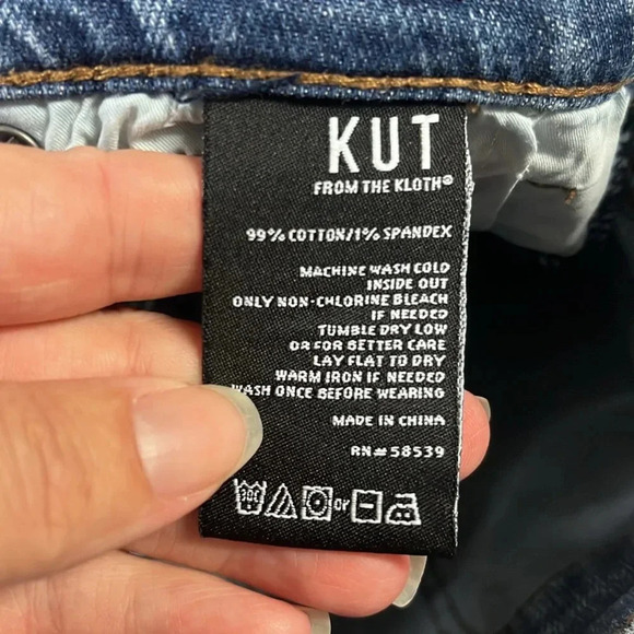 Kut from the Kloth jeans rolled cuff capri denim jeans light distress size 4 - Picture 14 of 15